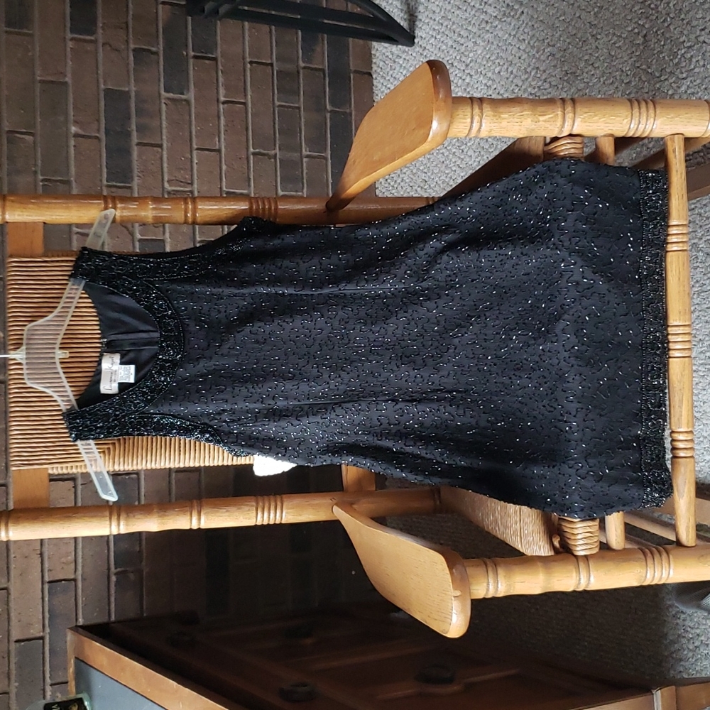 Vintage Laurence Kazar silk beaded gown, size M